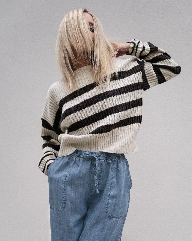 Striped Olivia Sweater Mesh Fabric Canvas Fabric Denim Fabric