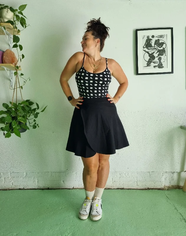 Wrap Mini Skirt in Black cashmere skirt soft