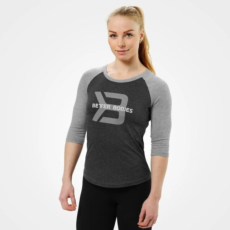 Better Bodies Womens Baseball Tee - Anthracite Melange