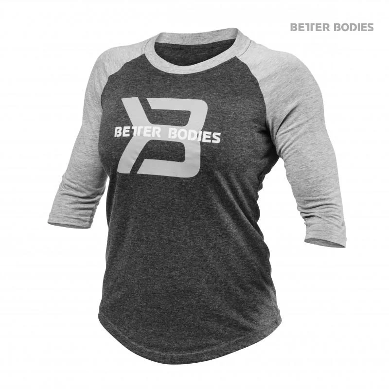 Better Bodies Womens Baseball Tee - Anthracite Melange