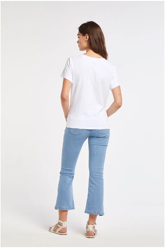 CafèNoir T-shirt da donna manica corta Stampa Denim C7JT0105 W001 white