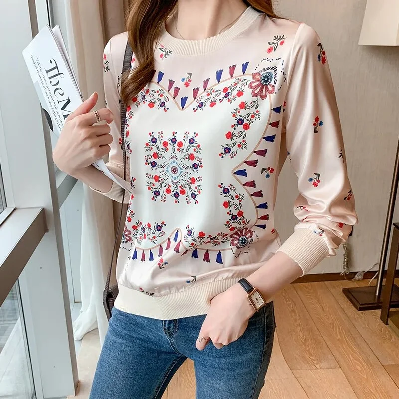 Casual Printing Long Sleeve Tee