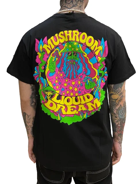 Mushroom T-shirt da uomo manica corta in cotone 12028-01 nero