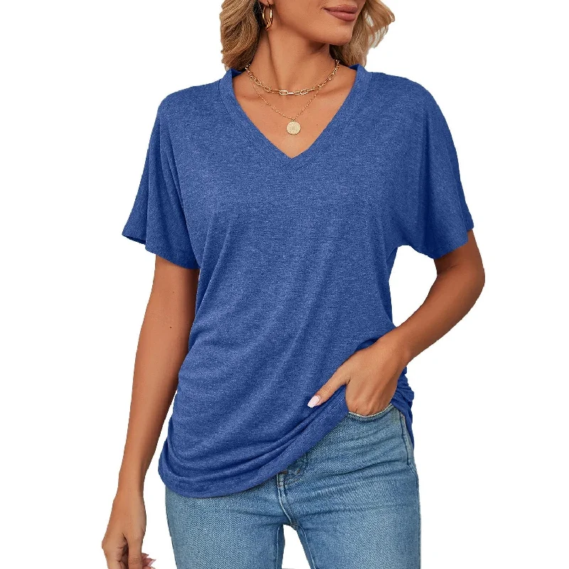 Women Short Sleeve V Neck T Shirt Tee