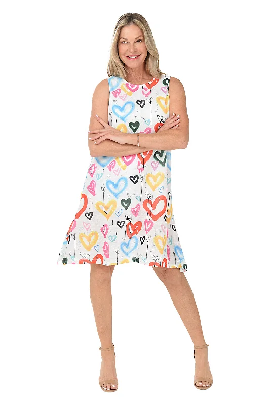 Graffiti Hearts Shark Bite Sleeveless Dress