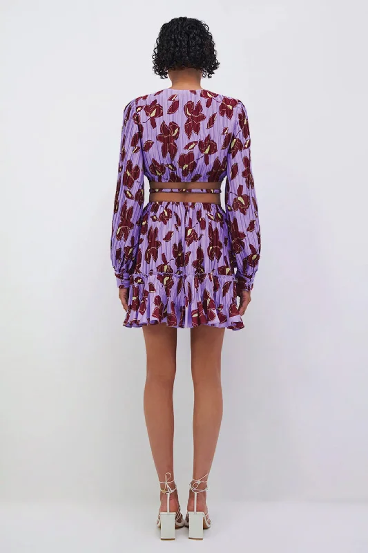 Jonathan Simkhai Londyn Floral Cut Out Mini Dress - Lavender Print