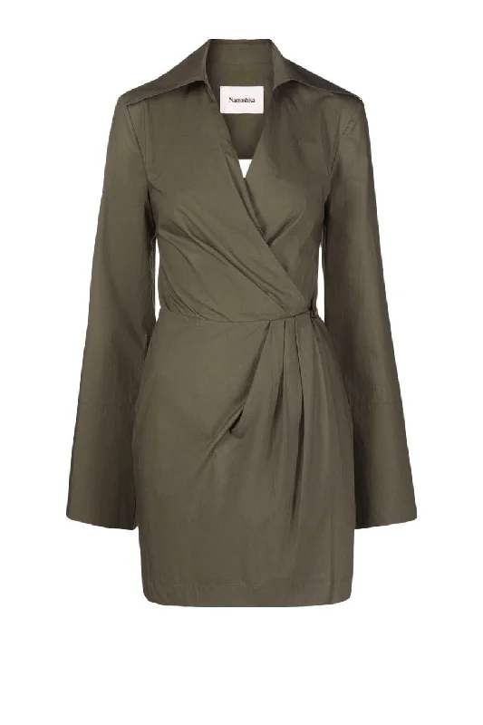 Nanushka Esma Wrap Dress - Khaki