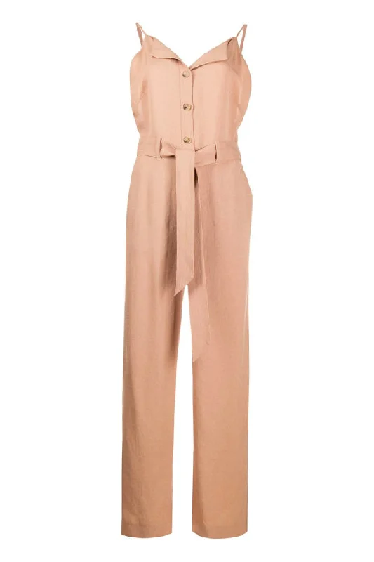 Nanushka Katana Tech Linen Jumpsuit - Nut