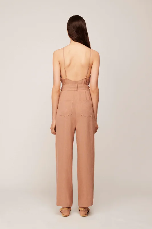 Nanushka Katana Tech Linen Jumpsuit - Nut