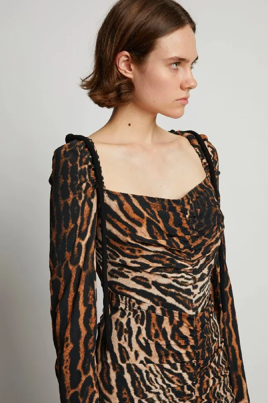 Proenza Schouler Leopard Print Cinched Dress - Brown Multi