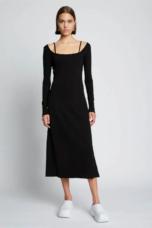 Proenza Schouler White Label Compact Jersey Midi Dress - Black