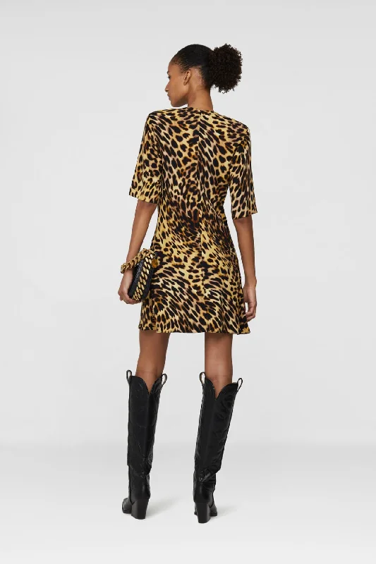 Stella McCartney Cheetah Print Mini Dress - Tortoiseshell