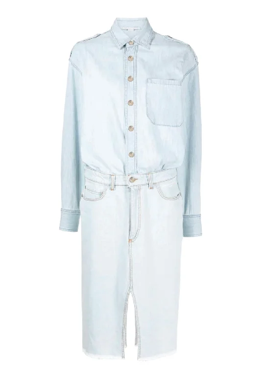 Stella McCartney Denim Shirt Dress - Pale Blue