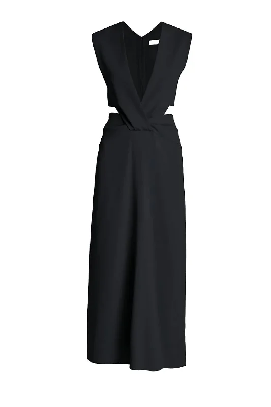 Victoria Beckham Twist Wrap Midi Dress - Black