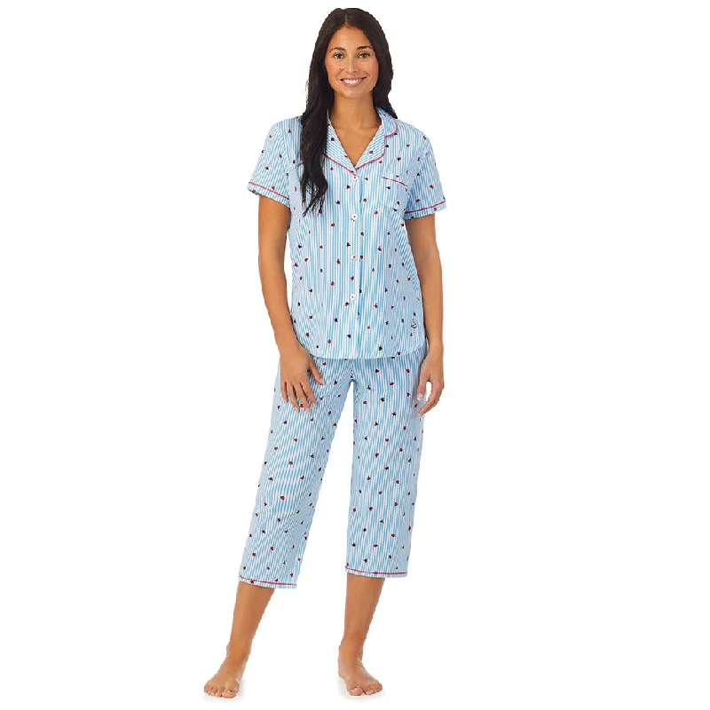 Cotton-Blend Short Sleeve Notch Collar 2-Pc Pajama Set