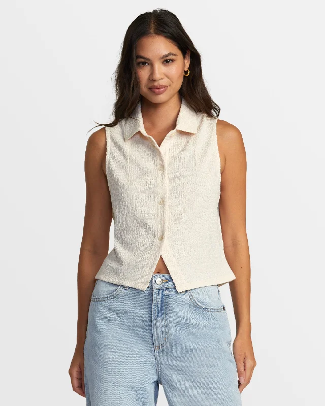 Klein Buttoned Tank Top - Latte