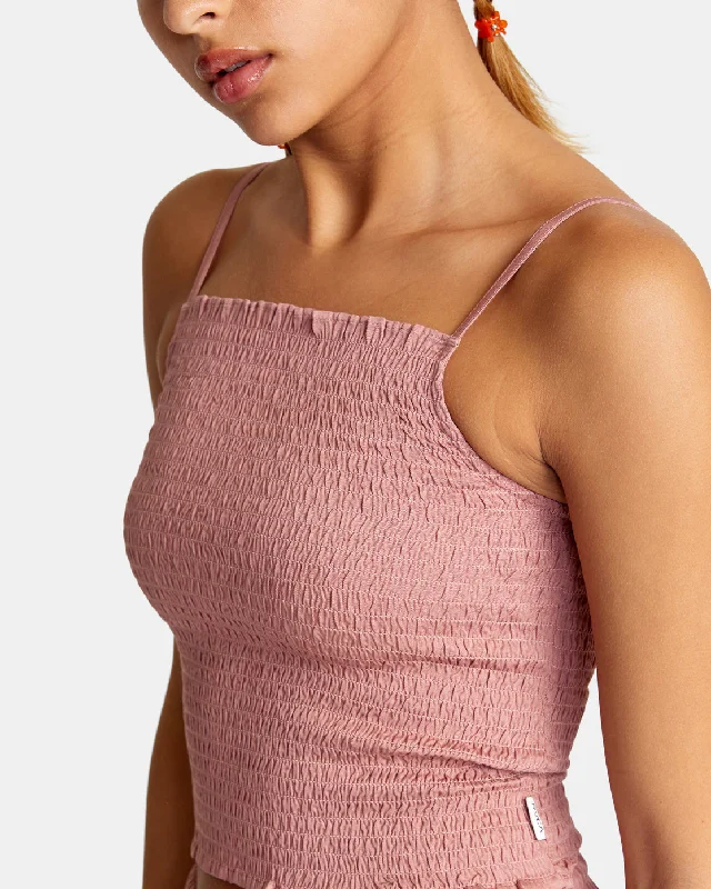 Revival Smocked Crop Top - Deep Dusty Rose