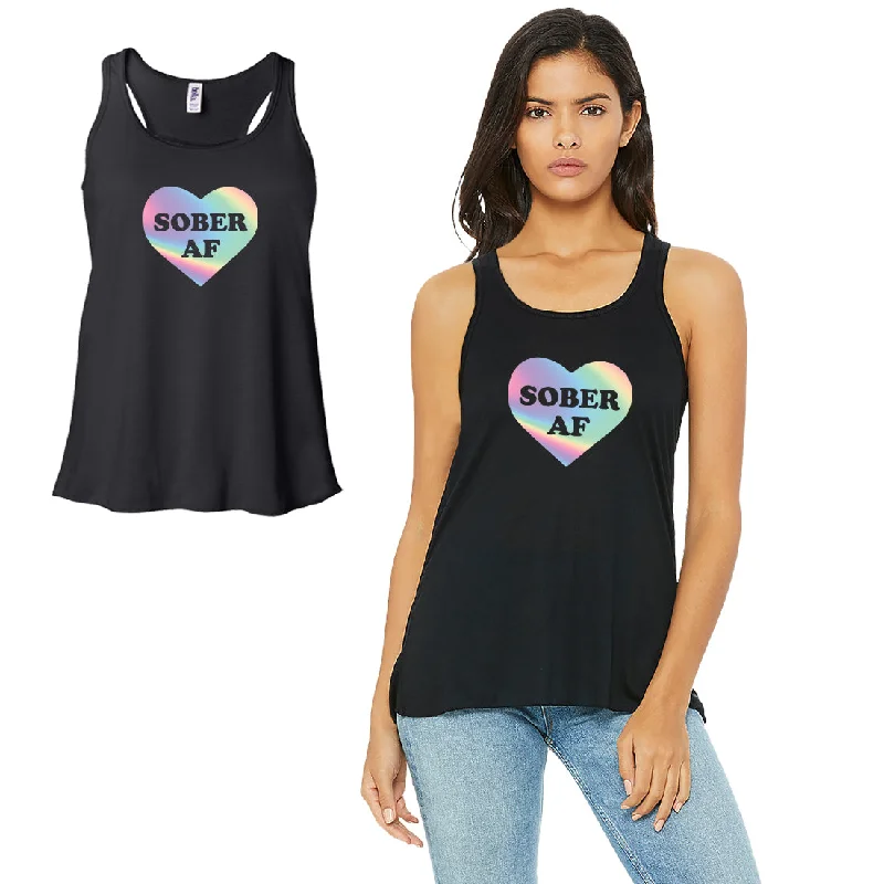 Sober AF-SPECTRUM Work Out Womens Black Tank Top Vinyl Printed