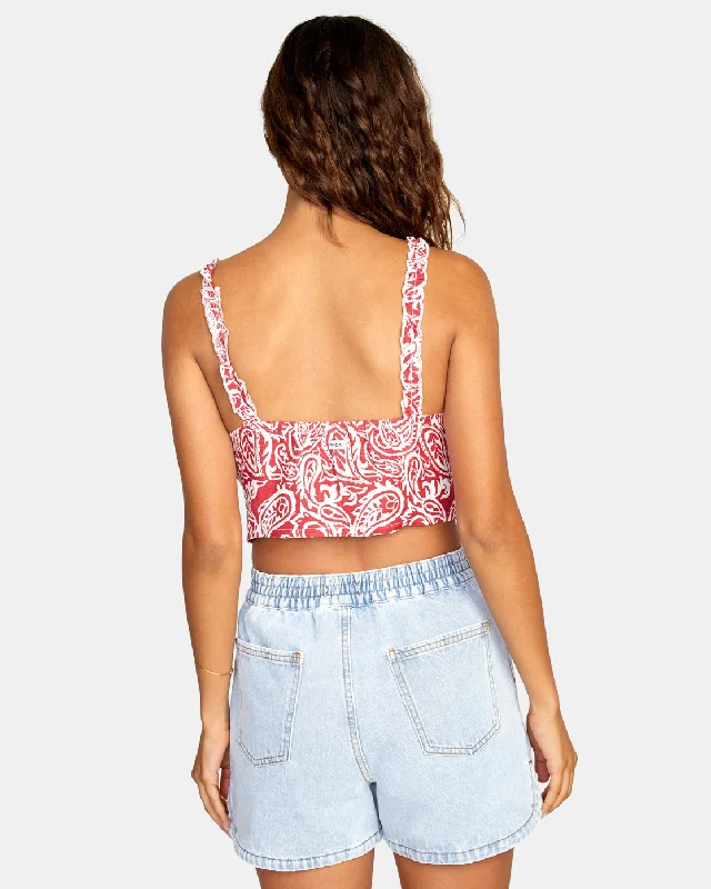 Sweetheart Cropped Tank Top - Red Earth