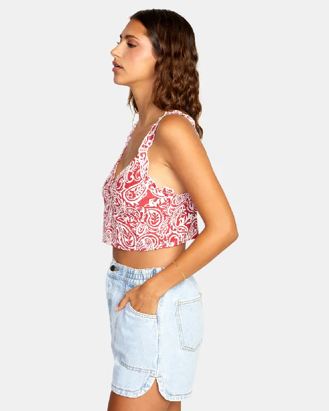 Sweetheart Cropped Tank Top - Red Earth