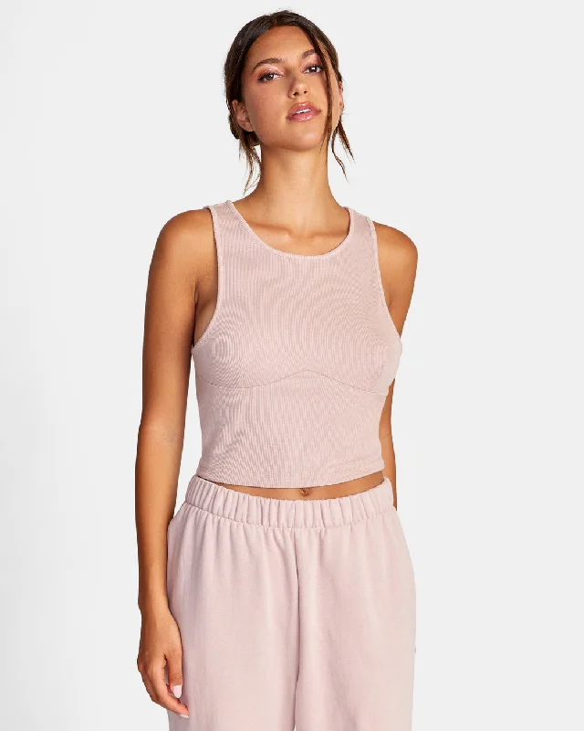 Test Drive Cropped Tank Top - Dusty Rose