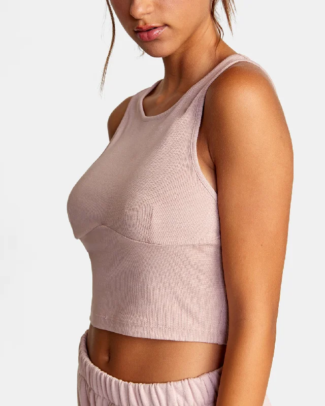 Test Drive Cropped Tank Top - Dusty Rose