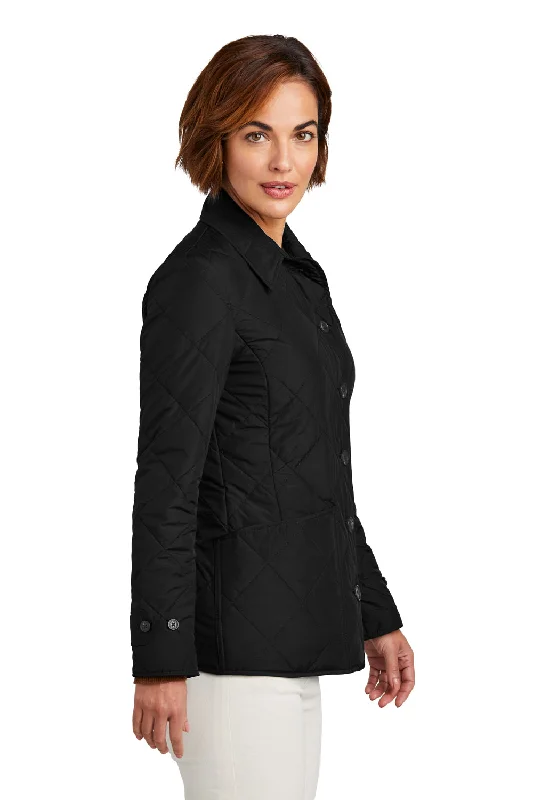 Brooks Brothers Womens Water Resistant Quilted Full Zip Jacket - Deep Black