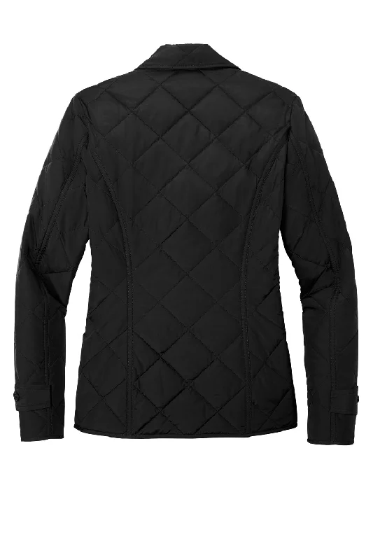 Brooks Brothers Womens Water Resistant Quilted Full Zip Jacket - Deep Black