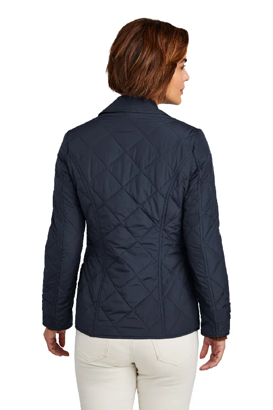 Brooks Brothers Womens Water Resistant Quilted Full Zip Jacket - Night Navy Blue