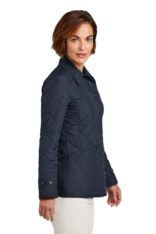 Brooks Brothers Womens Water Resistant Quilted Full Zip Jacket - Night Navy Blue