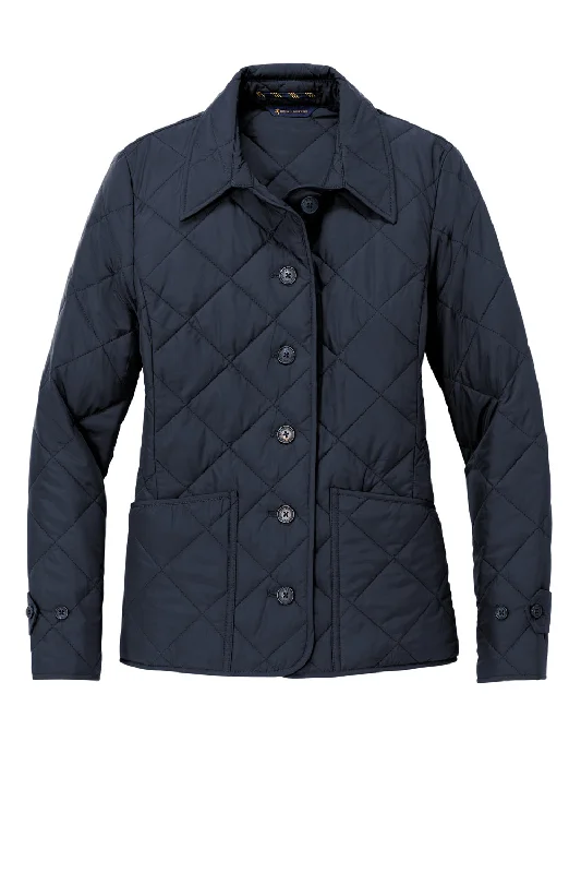 Brooks Brothers Womens Water Resistant Quilted Full Zip Jacket - Night Navy Blue