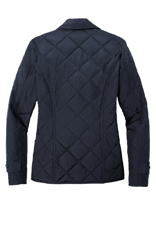 Brooks Brothers Womens Water Resistant Quilted Full Zip Jacket - Night Navy Blue