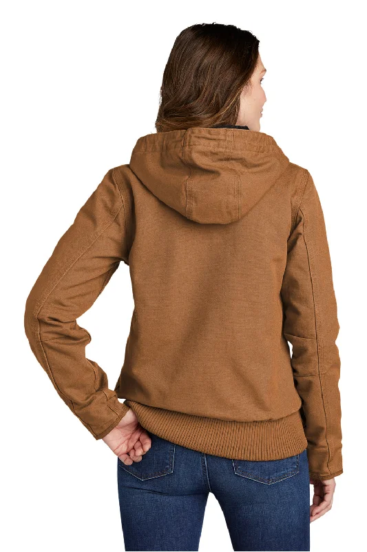 Carhartt Womens Active Washed Duck Full Zip Hooded Jacket - Carhartt Brown