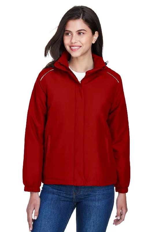 Core 365 Womens Brisk Full Zip Hooded Jacket - Classic Red