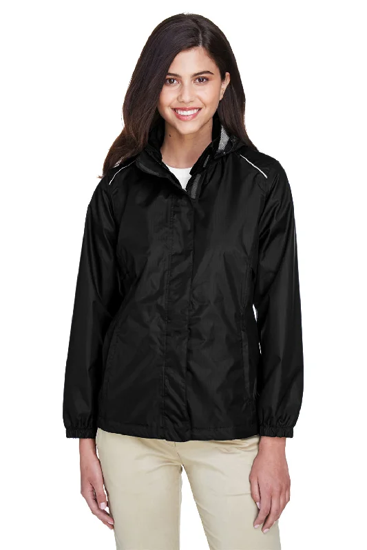 Core 365 Womens Climate Waterproof Full Zip Hooded Jacket - Black