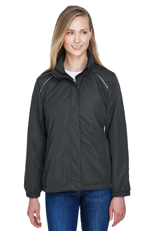 Core 365 Womens Profile Water Resistant Full Zip Hooded Jacket - Carbon Grey