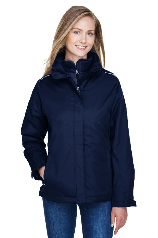 Core 365 Womens Region 3-in-1 Water Resistant Full Zip Hooded Jacket - Classic Navy Blue