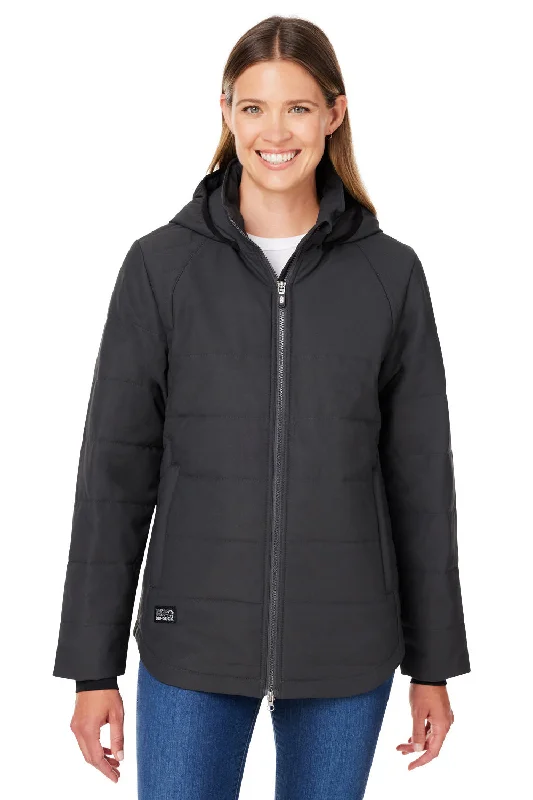 Dri Duck Womens Quantum Water Resistant Puffer Full Zip Hooded Jacket - Graphite Grey