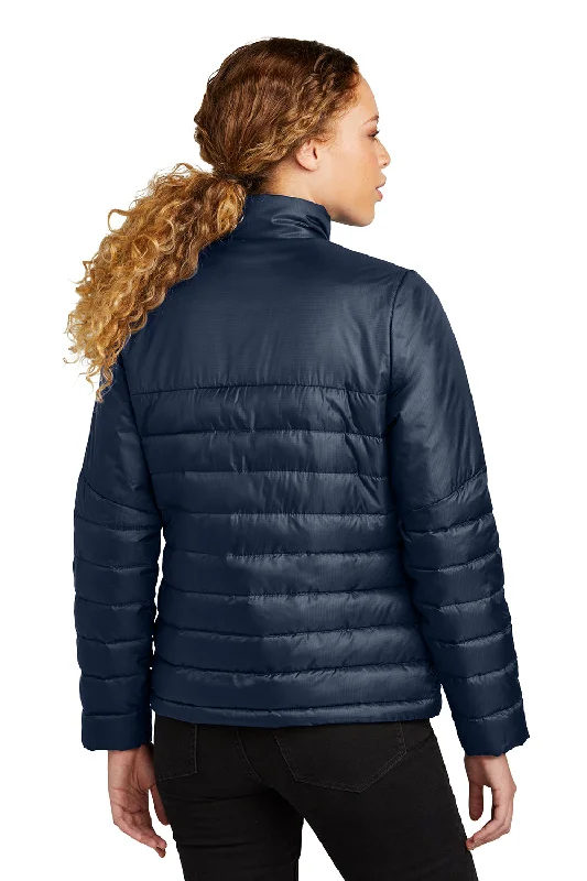 Eddie Bauer Womens Water Resistant Quilted Full Zip Jacket - River Navy Blue