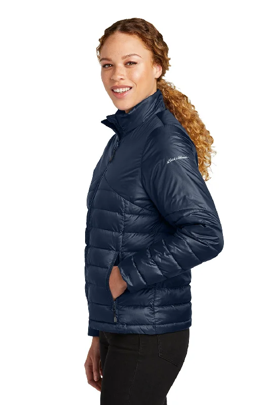 Eddie Bauer Womens Water Resistant Quilted Full Zip Jacket - River Navy Blue