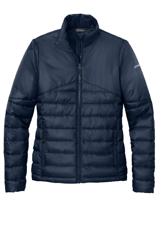 Eddie Bauer Womens Water Resistant Quilted Full Zip Jacket - River Navy Blue