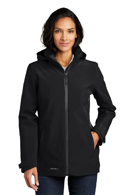 Eddie Bauer Womens WeatherEdge 3-in-1 Water Resistant Full Zip Hooded Jacket - Black/Storm Grey