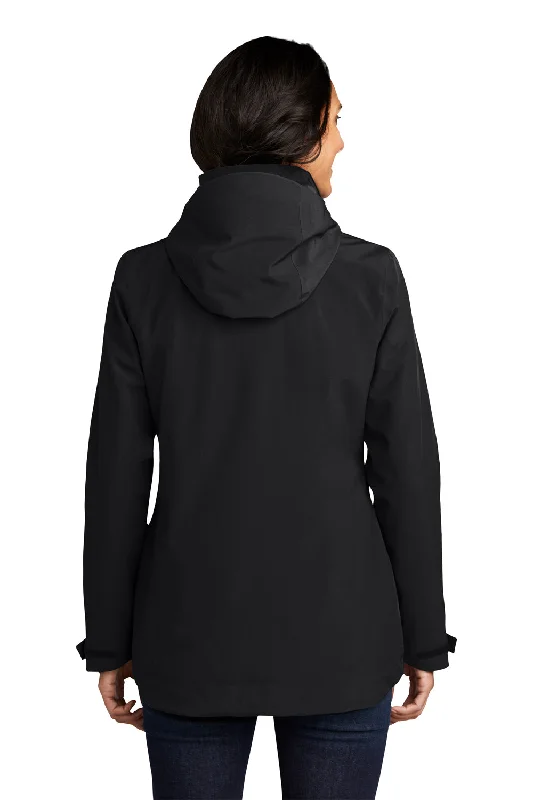 Eddie Bauer Womens WeatherEdge 3-in-1 Water Resistant Full Zip Hooded Jacket - Black/Storm Grey