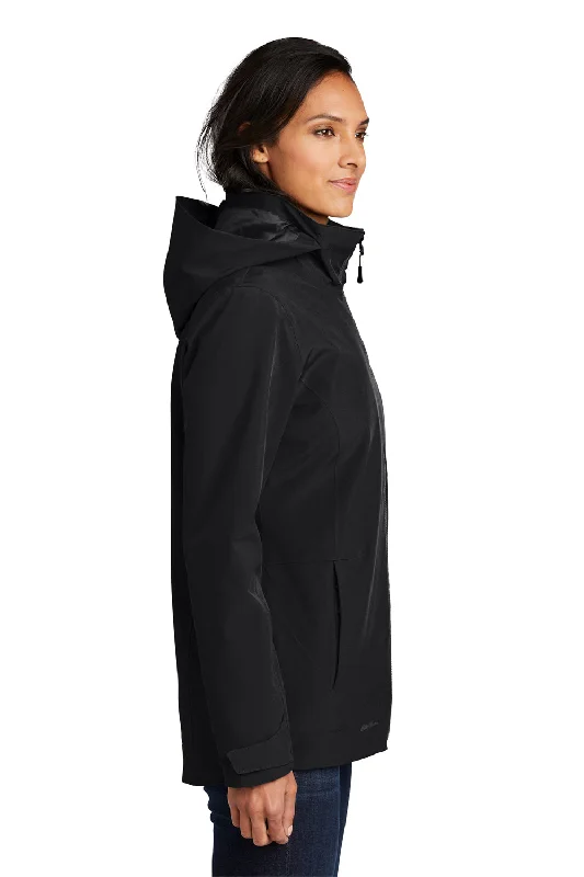 Eddie Bauer Womens WeatherEdge 3-in-1 Water Resistant Full Zip Hooded Jacket - Black/Storm Grey