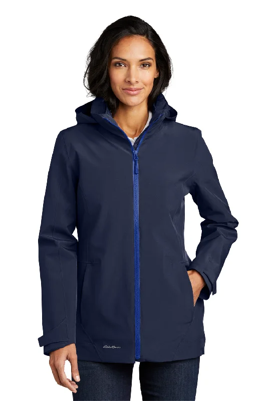 Eddie Bauer Womens WeatherEdge 3-in-1 Water Resistant Full Zip Hooded Jacket - River Navy Blue/Cobalt Blue