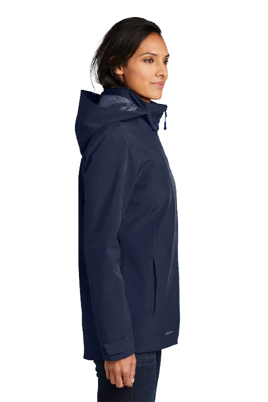 Eddie Bauer Womens WeatherEdge 3-in-1 Water Resistant Full Zip Hooded Jacket - River Navy Blue/Cobalt Blue