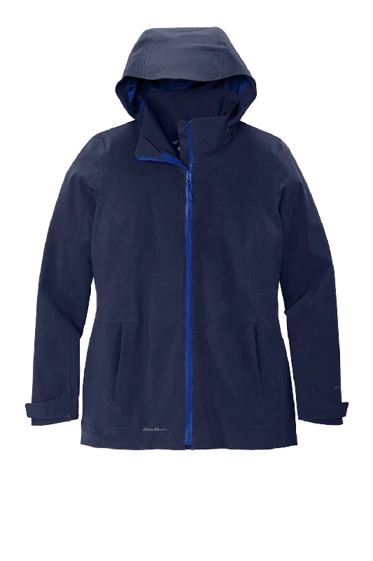 Eddie Bauer Womens WeatherEdge 3-in-1 Water Resistant Full Zip Hooded Jacket - River Navy Blue/Cobalt Blue