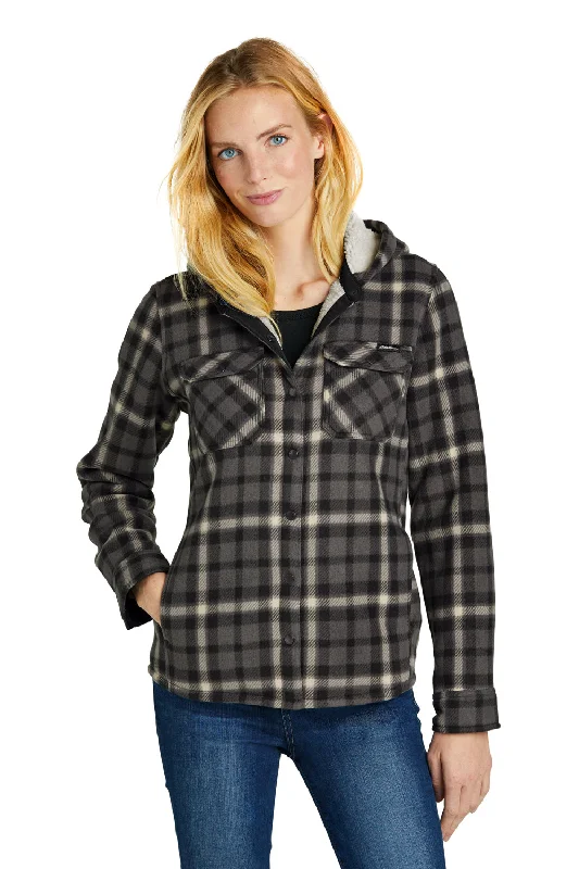 Eddie Bauer Womens Woodland Snap Front Shirt Jacket w/ Double Pockets - Steel Grey/Bone