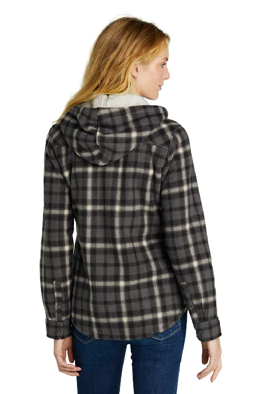 Eddie Bauer Womens Woodland Snap Front Shirt Jacket w/ Double Pockets - Steel Grey/Bone