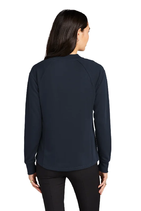 Mercer+Mettle Womens Double Knit Full Zip Bomber Jacket - Night Navy Blue